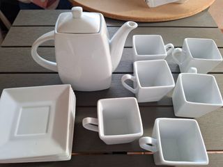 Juego de café de porcelana blanco