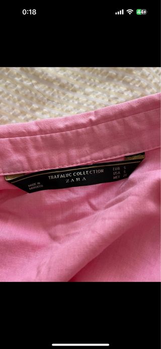Camisa Zara Rosa Talla S