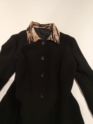 Chaqueta Vintage con Cuello y Puños Animal Print