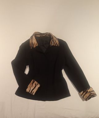 Chaqueta Vintage con Cuello y Puños Animal Print