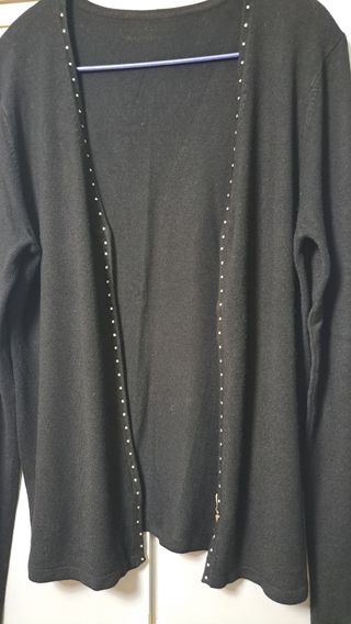 Punt Roma Cárdigan Negro Cremallera y brillantes