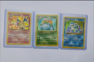 Cartas Pokémon Charizard, Venusaur, Blastoise