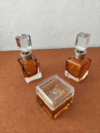 Juego tocador cristal ámbar