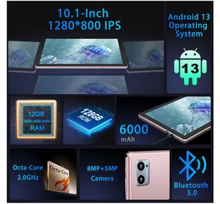 Tablet Oangcc A15 10 Pollici Oro/Rosa