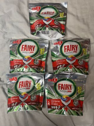 5 Paquetes Fairy Platinum Plus Lavavajillas 12 cap