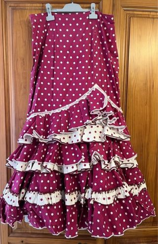 Falda Rociera Buganvilla Lunares Beige
