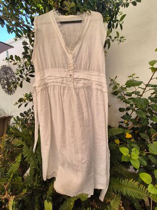 Vestido blanco L con encaje