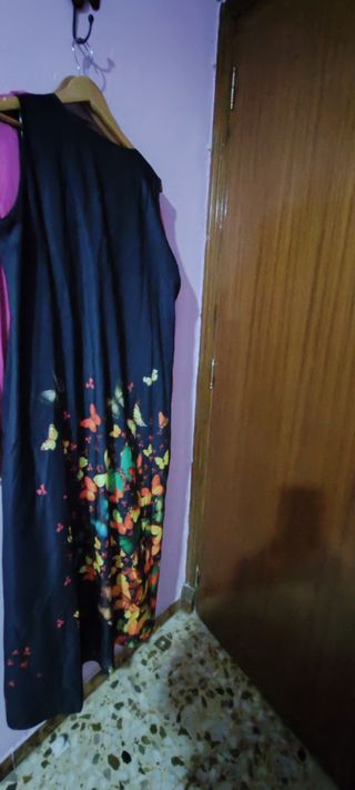 Vestido largo manga corta tipotúnica 