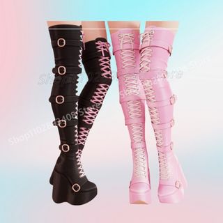 Botas altas con cordones y hebillas