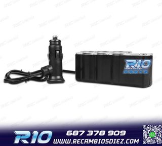 ADAPTADOR MECHERO COCHE 12V 3 ENTRADAS + USB