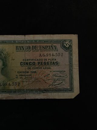 Billete 5 Pesetas Banco de España 1935