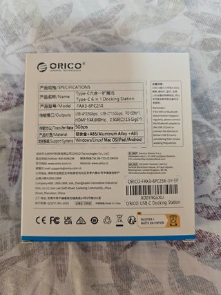 Estación de Acoplamiento Dock Station USB-C ORICO