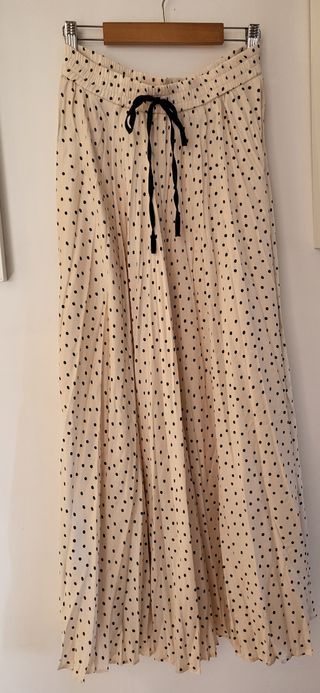 Falda larga Zara topos beige y negro