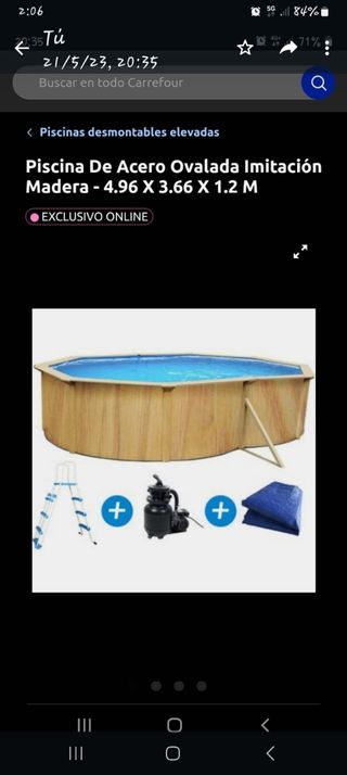 Piscina Ovalada Imitación Madera 4.96m