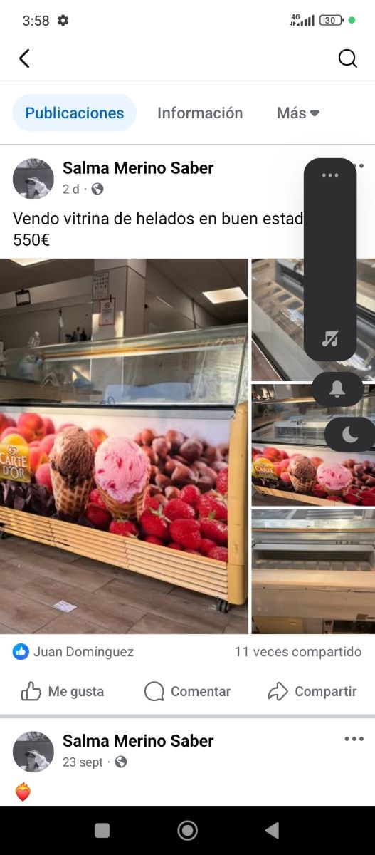 Vitrina de helados 550€