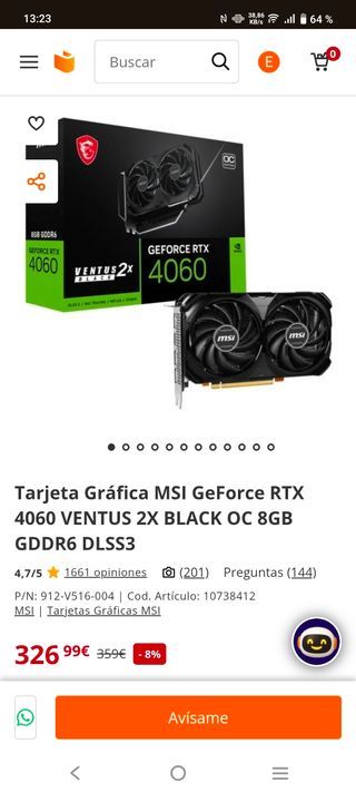 Tarjeta Gráfica MSI RTX 4060