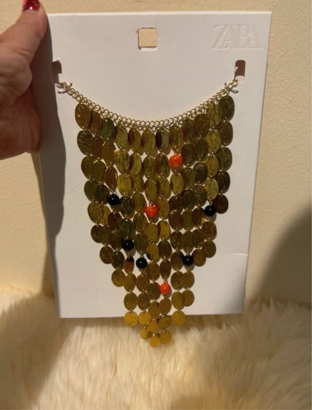 Collar Zara 2025 Abalorios Dorado Multicolor