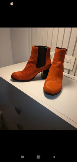 Botines piel potro naranja t.37