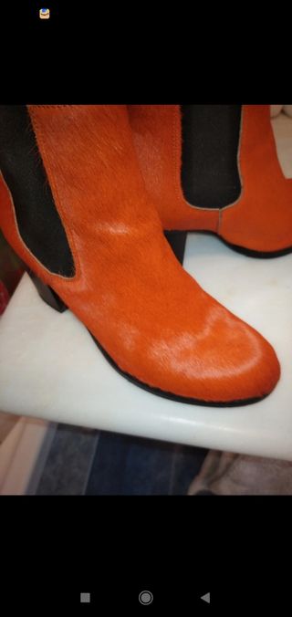 Botines piel potro naranja t.37