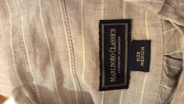 Camicia Marlboro Classics uomo beige righe ,lino