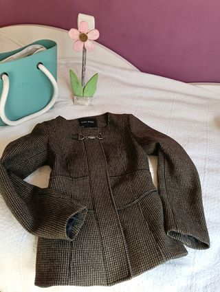 Abrigo Zara Basic Marrón y Beige