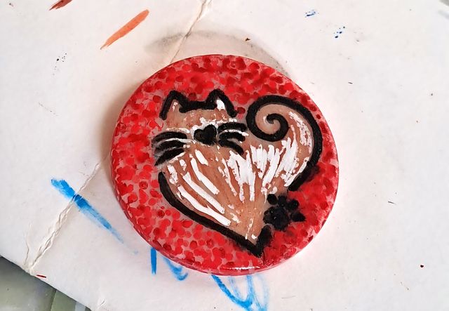 Calamita dipinta a mano gatto cuore