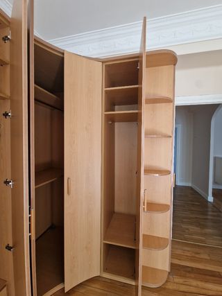 Armario esquinero madera roble claro – gran capaci