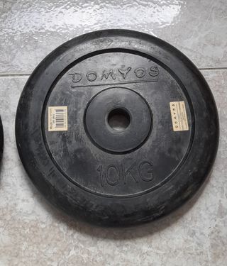 2 Discos de pesas de hierro 10 kilos Engomado