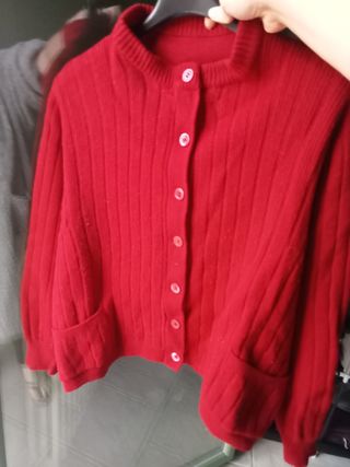 Cardigan donna rosso in misto lana