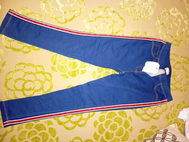 Leggings niña azul con rayas zara