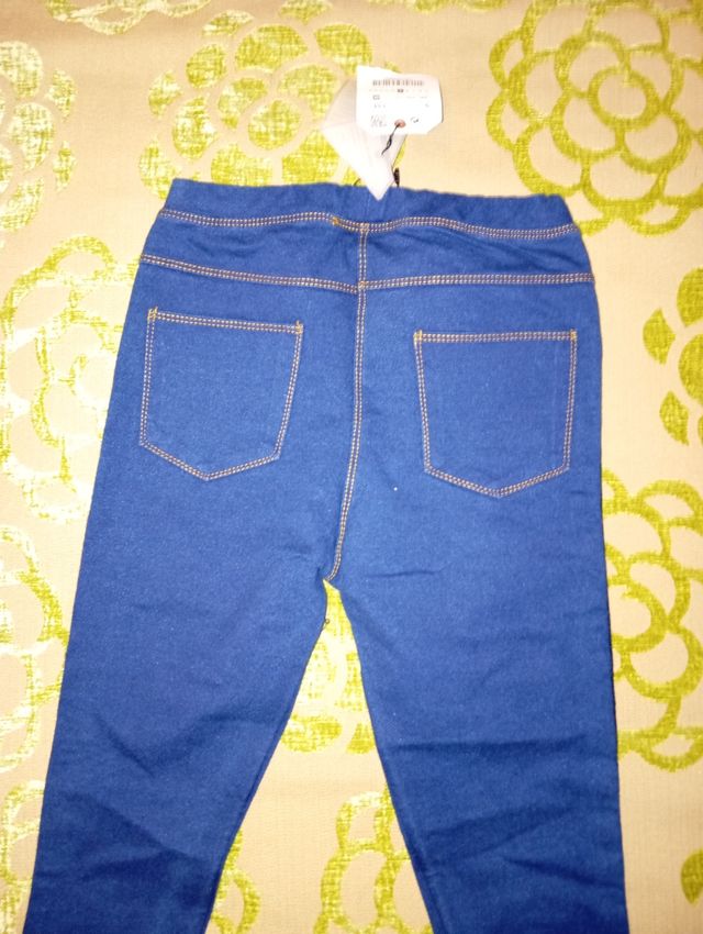 Leggings niña azul con rayas zara