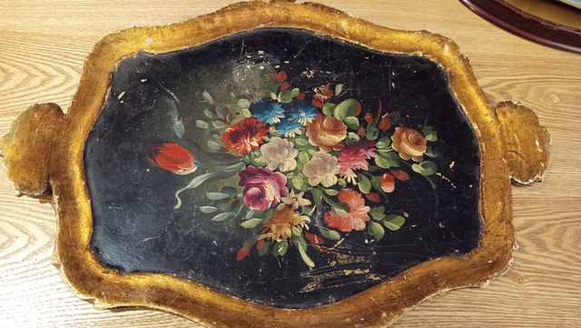 Vassoio Fiorentino con Fiori Dipinti