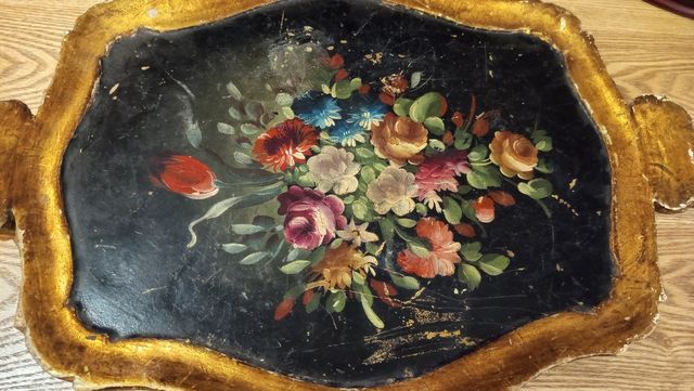 Vassoio Fiorentino con Fiori Dipinti