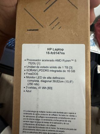 HP Laptop 15-fc0147ns Ryzen 5 16GB RAM 1TB SSD