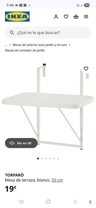Mesa Balcón Colgante Blanca IKEA TORPARÖ