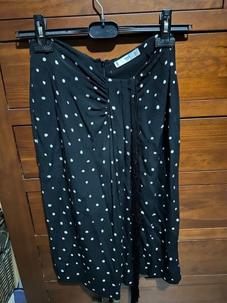 Falda Mango lunares flecos abertura M
