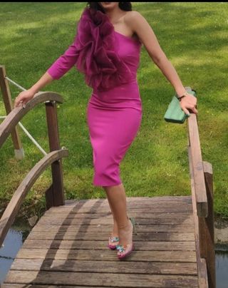 Vestido invitada fiesta fucsia