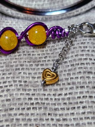 Bracciale artigianale perline viola e gialle