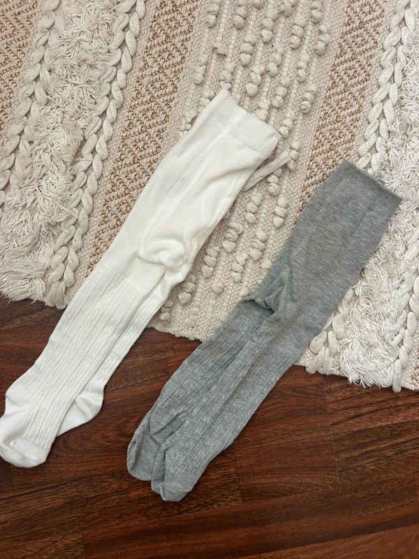 Pack 2 Leotardos Niña Blanco y Gris