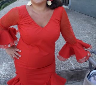 Traje de flamenca rojo para Rosa