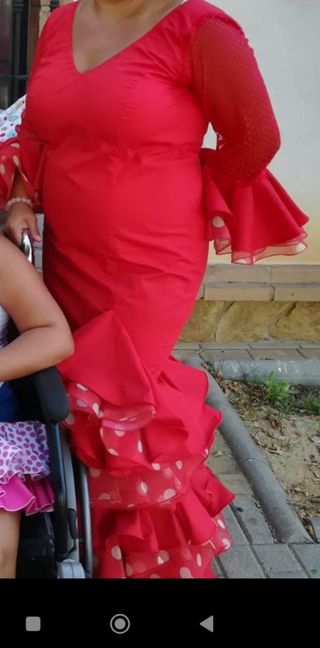 Traje de flamenca rojo para Rosa