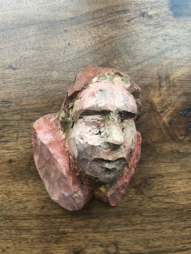 Antica scultura testa putto cherubino angelo XVII