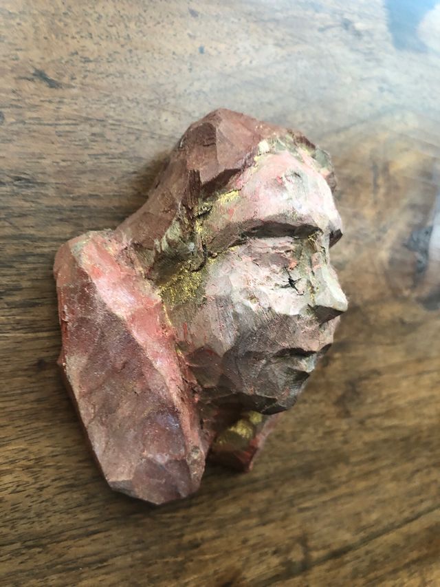 Antica scultura testa putto cherubino angelo XVII