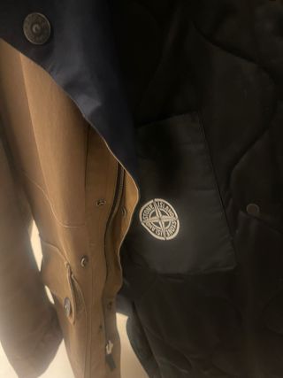 Stone Island doubleface impermeabile blu marrone