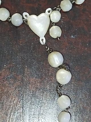 Antiguo escapulario Sagrado Corazón y rosario náca