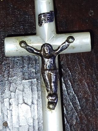 Antiguo escapulario Sagrado Corazón y rosario náca