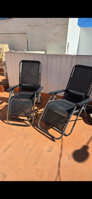 2 Sillas Plegables Terraza/Playa Negras