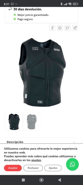Chaleco ION Vector Core Front Zip Talla M