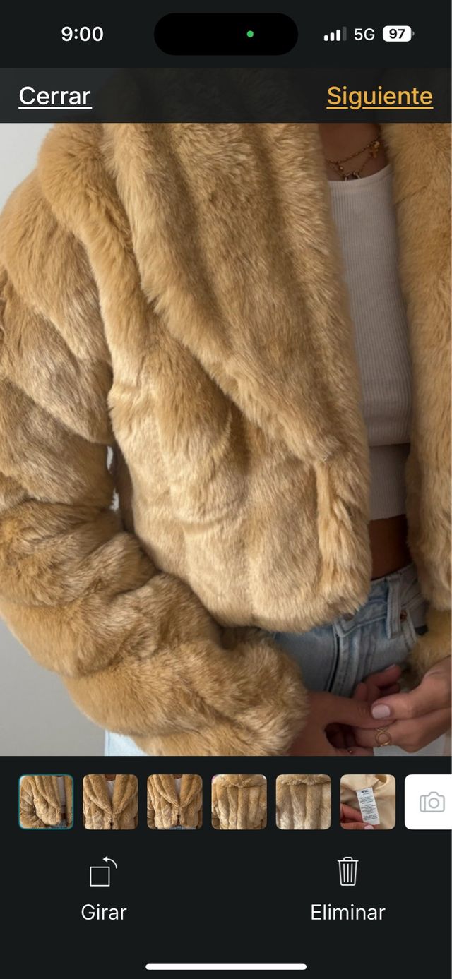 Casaco de pele de mulher bege/castanho