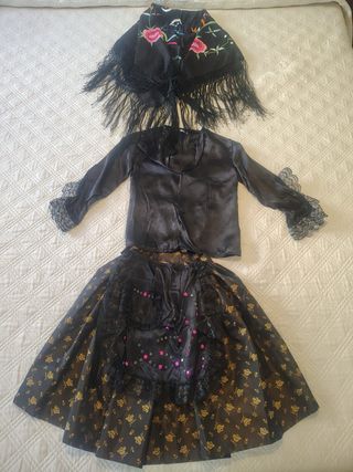 Traje Baturra Niña Negro Multicolor